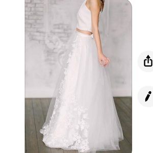 Long tulle wedding skirt 2 piece dress